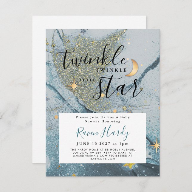 Twinkle Twinkle Invitación Baby Shower a Little St (Anverso / Reverso)