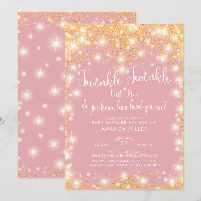 Twinkle Twinkle Invitación Baby Shower a Little St (Anverso / Reverso)