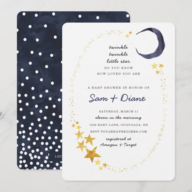 Twinkle Twinkle Invitación de Baby Shower a Little (Anverso / Reverso)