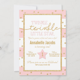 Twinkle Twinkle Invitación de cumpleaños rosa y do