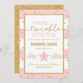 Twinkle Twinkle Invitación de cumpleaños rosa y do