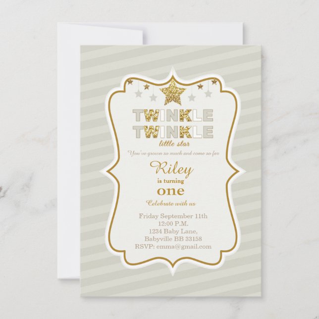 Twinkle Twinkle invitación para el cumpleaños de l (Anverso)