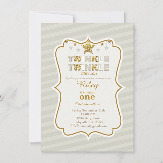 Twinkle Twinkle invitación para el cumpleaños de l (Anverso)