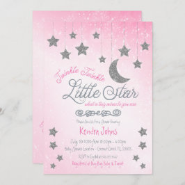Twinkle Twinkle, invitación rosa de Baby Shower