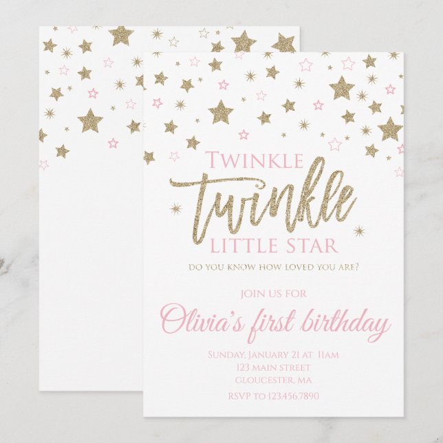 Twinkle Twinkle Little Star primera invitación par (Anverso / Reverso)