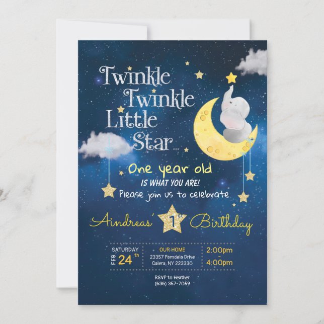 Twinkle Twinkle Pequeña estrella Invitación de pri (Anverso)