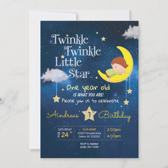 Twinkle Twinkle Pequeña estrella Invitación de pri (Anverso)