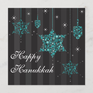 Twinkling Stars of David Hanukkah Invitación Card