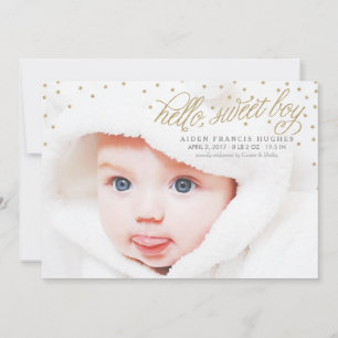 Twinkly Gold Stars Baby Boy Anuncio de nacimiento