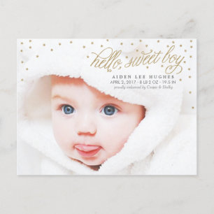 Twinkly Gold Stars Baby Boy Anuncio de nacimiento