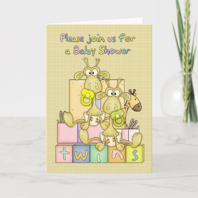 Twins Baby Shower - Tarjeta Baby Shower para melli (Anverso)