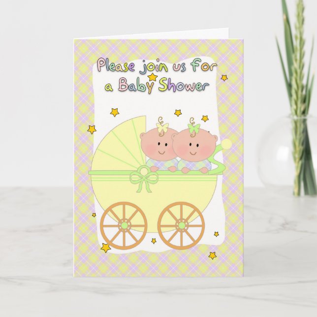 Twins Baby Shower - Tarjeta Baby Shower para melli (Anverso)