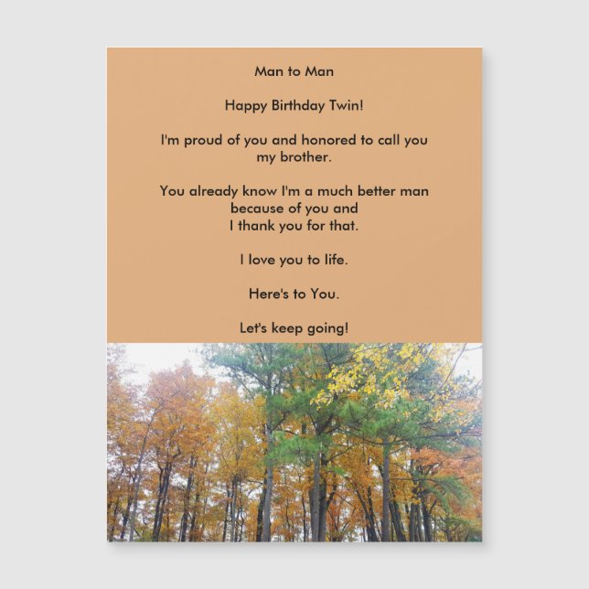 Twins Brothers Love Birthday Magnetic Greeting Car (Anverso)