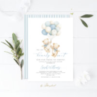 Twins Teddy Bear Baby Shower Boy Invitación