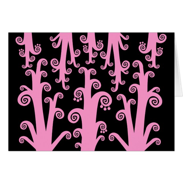Twirly Stalks - Rosa sobre negro (Anverso (Horizontal))