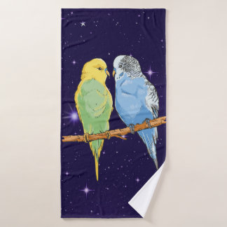 Two cute blue and green Budgie