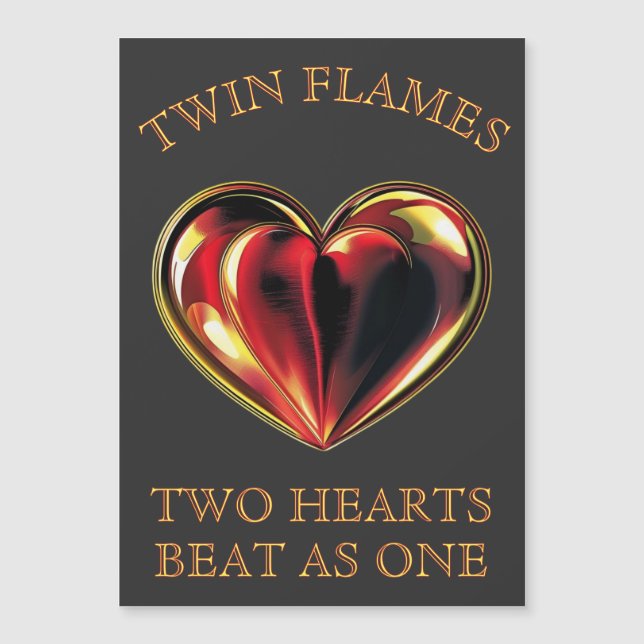 Two Hearts Beat As One Twin Flame Magnetic Card (Anverso)