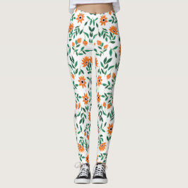 Two images of floral leggings showcase 