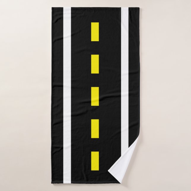 Two Lane Road Bath Towels (Black, White & Yellow) (Toalla de baño)