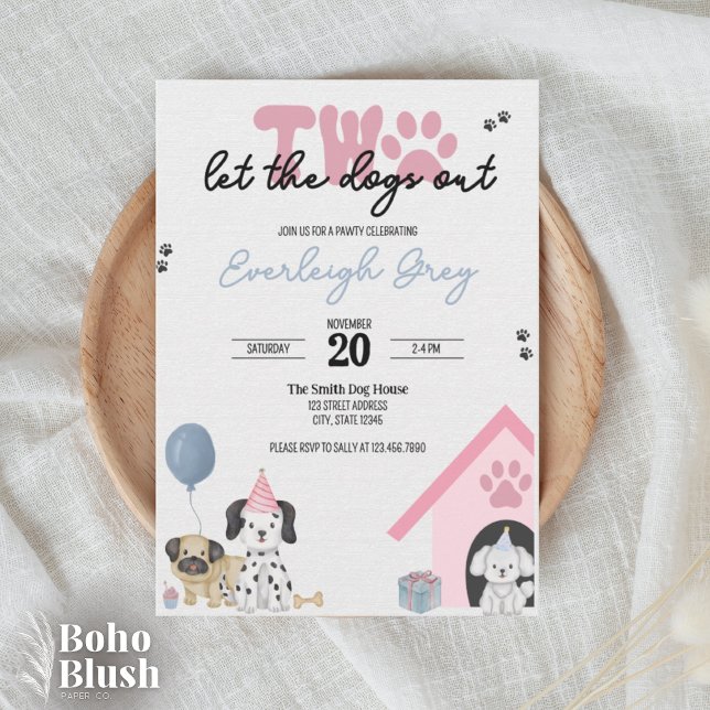 Two Let the Dogs Out | Invitación de 2do cumpleaño (Subido por el creador)
