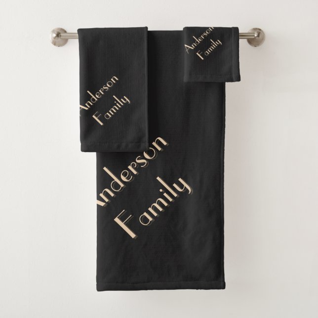Two-Tone Beige Black Modern Custom Family Name (In situ)
