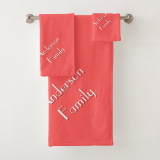 Two-Tone Coral Red Modern Custom Family Name