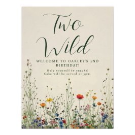 Two Wild Birthday - Boho Cream Wildflower Poster
