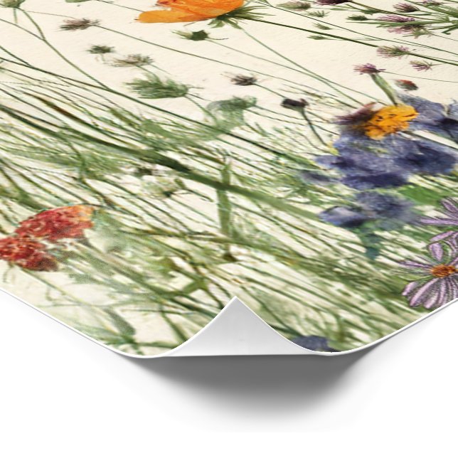 Two Wild Birthday - Boho Cream Wildflower Poster (Esquina)