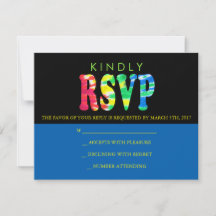 TYE DYE Bar Mitzvah Invitación Tarjeta de respuest