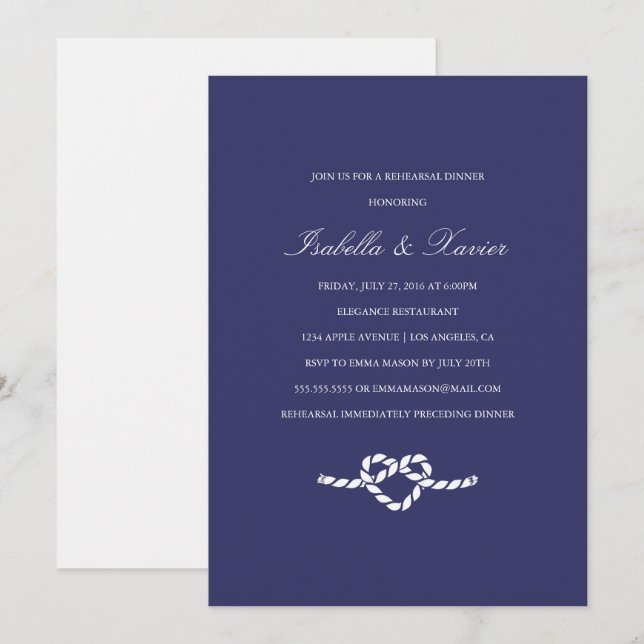 Tying the Knot | Invitación a la cena de ensayo (Anverso / Reverso)