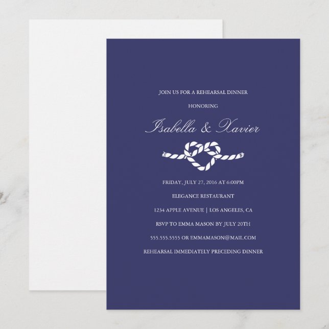 Tying the Knot | Invitación a la cena de ensayo (Anverso / Reverso)