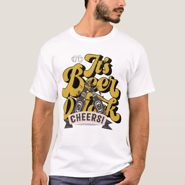 Typografía de la cerveza en reloj Camiseta masculi (Anverso)
