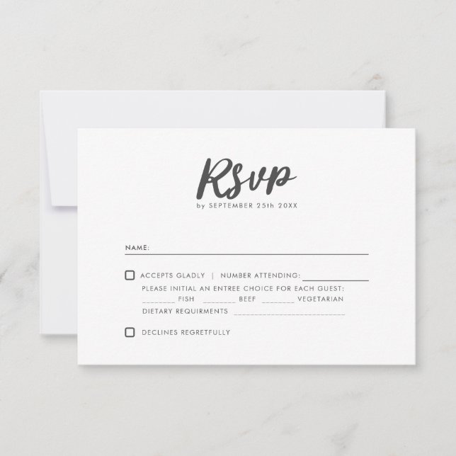 Typografía mínima Matrimonio moderno limpio RSVP (Anverso)