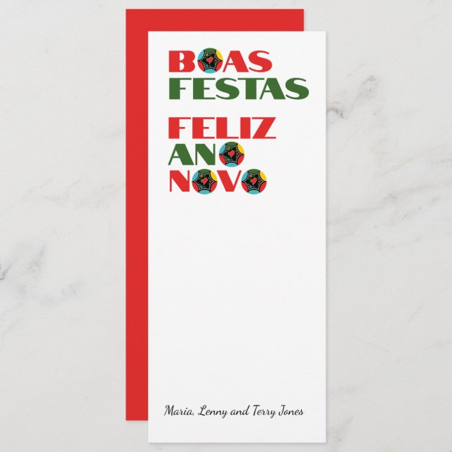 Typografía mínima Saludos de Navidad portugueses (Anverso / Reverso)