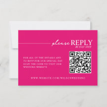 Typografía mínima Tarjeta QR RSVP rosa caliente