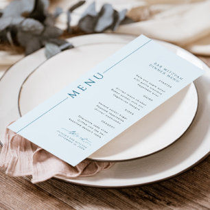 Typografía moderna Bar azul claro Menú Mitzvah