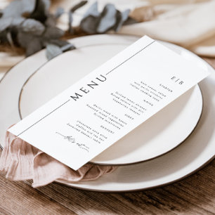 Typografía moderna Menú Boda en blanco y negro