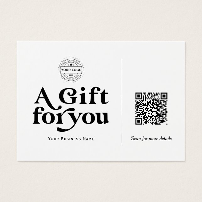 Typografía moderna QR código QR Tarjeta de cupón r (Frente)