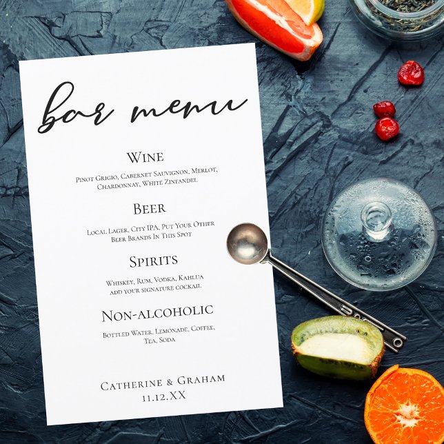 Typografía negra Elegante menú de barra de Boda fo (Subido por el creador)