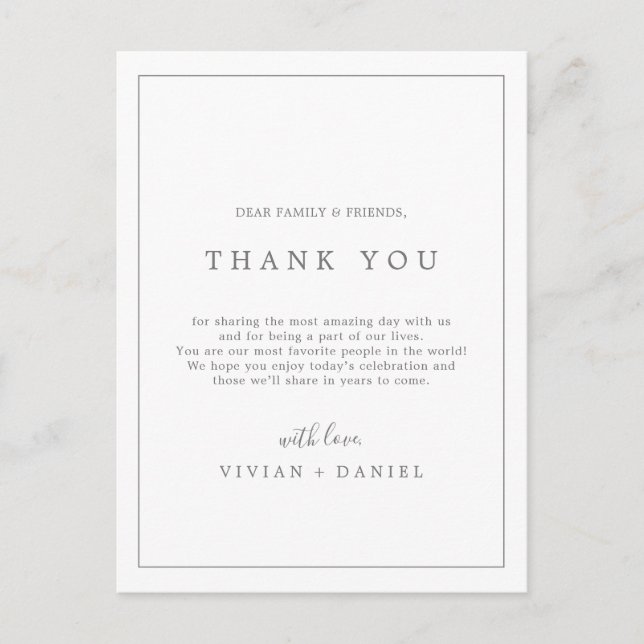 Typografía Plata Mínima Gracias Tarjeta De Recepci (Anverso)