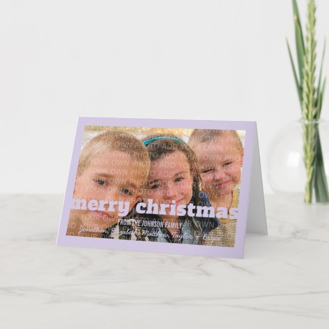 Typografía púrpura Tarjeta de felicitación navideñ (Anverso)