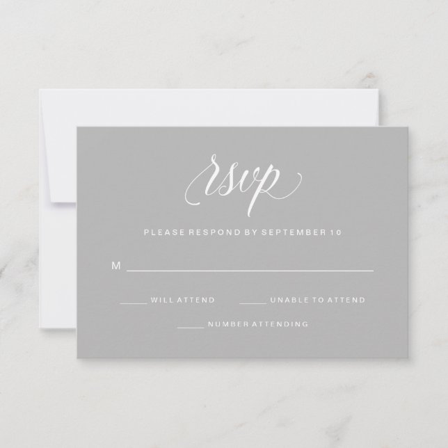 Typografía simple elegante Gray RSVP (Anverso)