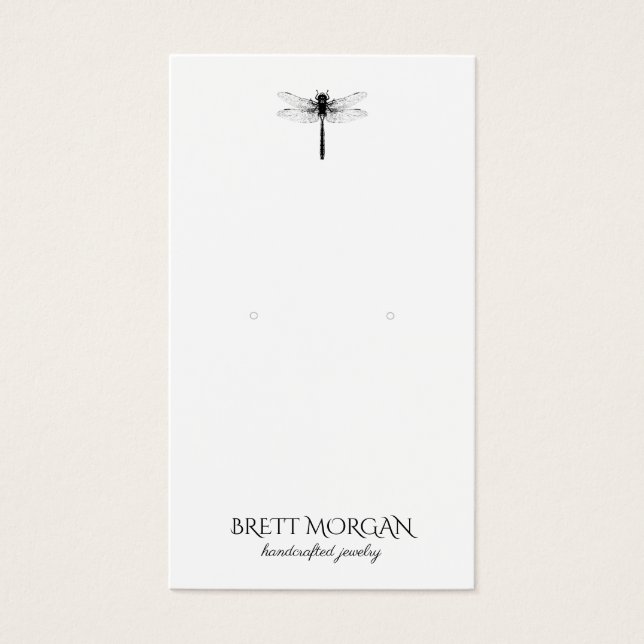 Typography Dragonfly Earring Jewelry Display Card (Frente)