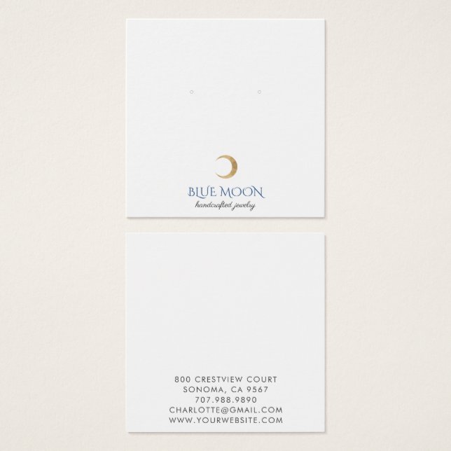Typography Gold Moon Earls Jewelry Square (Anverso y reverso)