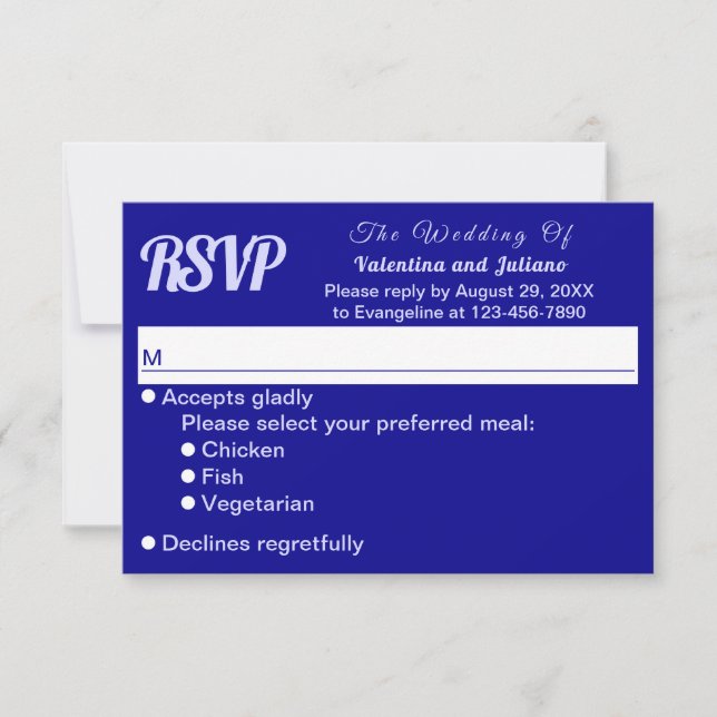 Typography Style Minimalist Dark Blue Wedding RSVP (Anverso)