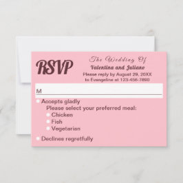Typography Style Minimalist Pink Wedding RSVP