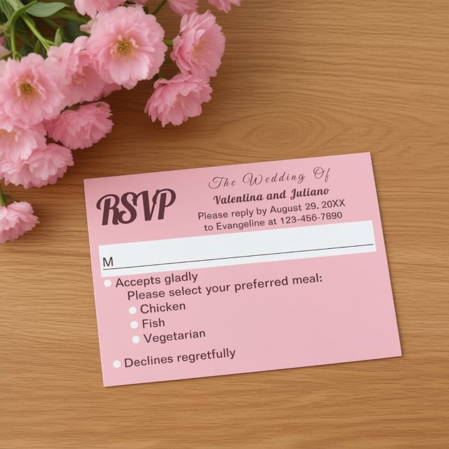 Typography Style Minimalist Pink Wedding RSVP (Subido por el creador)