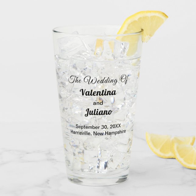 Typography Style Wedding Glass Cup (Reverso (hielo))