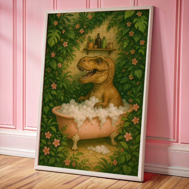 Tyrannosauro en la pared de baño Poster de arte (Subido por el creador)