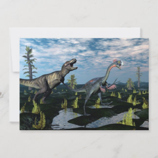 Tyrannosaurus rex atacando dinosaurio gigantorapto